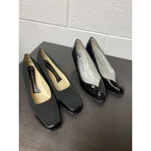 Lot Of 2  PETER K KAISER Leather Black Block Heel Pump‎ Heels Peep Toe  Size 10