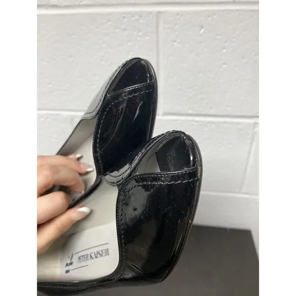 Lot Of 2  PETER K KAISER Leather Black Block Heel Pump‎ Heels Peep Toe  Size 10