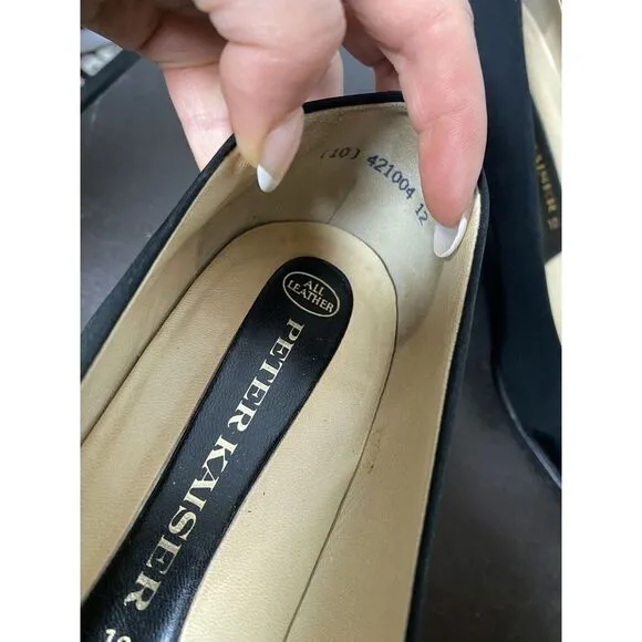 Lot Of 2  PETER K KAISER Leather Black Block Heel Pump‎ Heels Peep Toe  Size 10