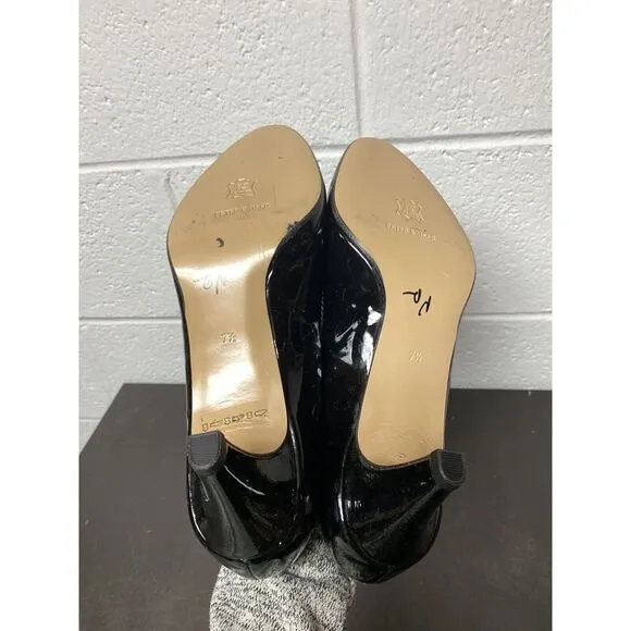 Lot Of 2  PETER K KAISER Leather Black Block Heel Pump‎ Heels Peep Toe  Size 10