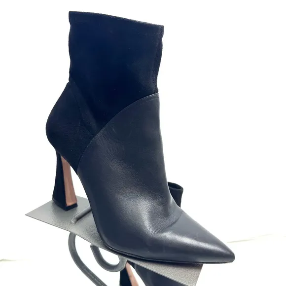 Louise et Cie Black Jadran Leather Heeled Bootie Boots Shoes Size 11