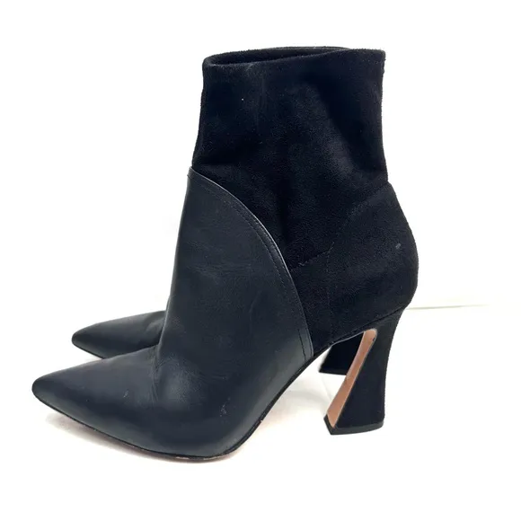Louise et Cie Black Jadran Leather Heeled Bootie Boots Shoes Size 11