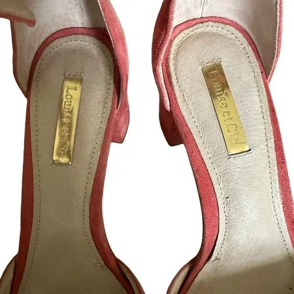 LOUISE ET CIE KARISA ANKLE CUFF PINK SUEDE BLOCK HEEL SIZE 7.5