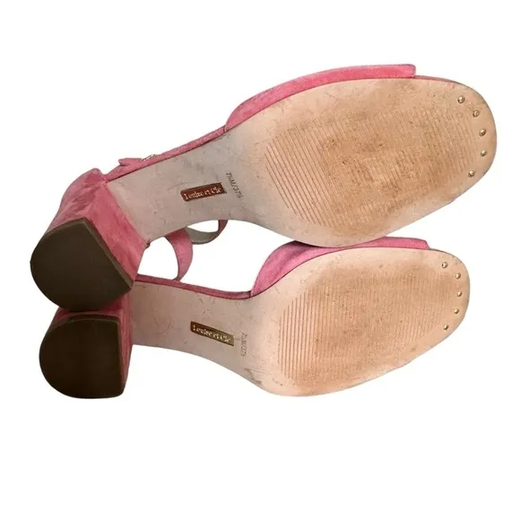 LOUISE ET CIE KARISA ANKLE CUFF PINK SUEDE BLOCK HEEL SIZE 7.5