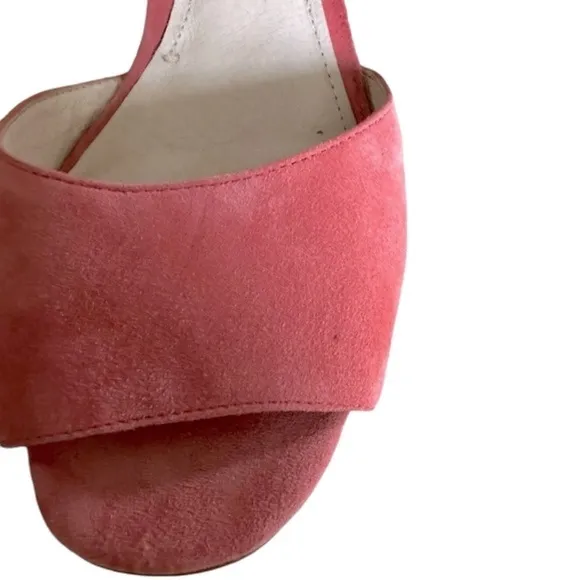 LOUISE ET CIE KARISA ANKLE CUFF PINK SUEDE BLOCK HEEL SIZE 7.5