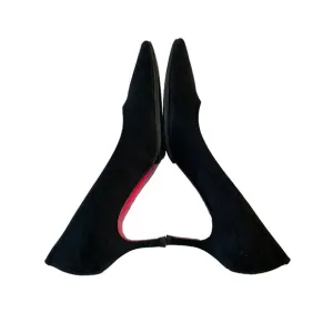 LUCIANO PADOVAN Shoes Made in Italy Black Suede Mid Heel Womens EU37.5/ US7.5