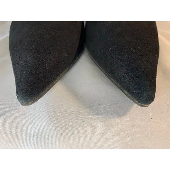 LUCIANO PADOVAN Shoes Made in Italy Black Suede Mid Heel Womens EU37.5/ US7.5