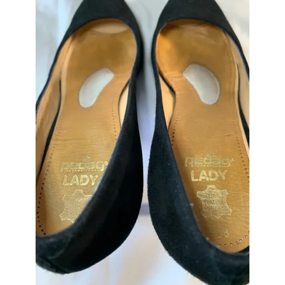 LUCIANO PADOVAN Shoes Made in Italy Black Suede Mid Heel Womens EU37.5/ US7.5