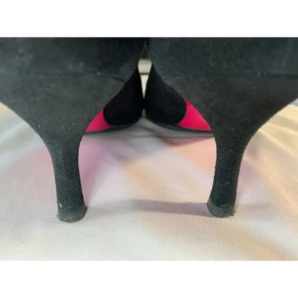 LUCIANO PADOVAN Shoes Made in Italy Black Suede Mid Heel Womens EU37.5/ US7.5
