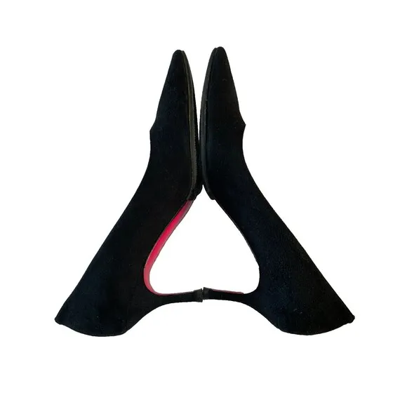 LUCIANO PADOVAN Shoes Made in Italy Black Suede Mid Heel Womens EU37.5/ US7.5