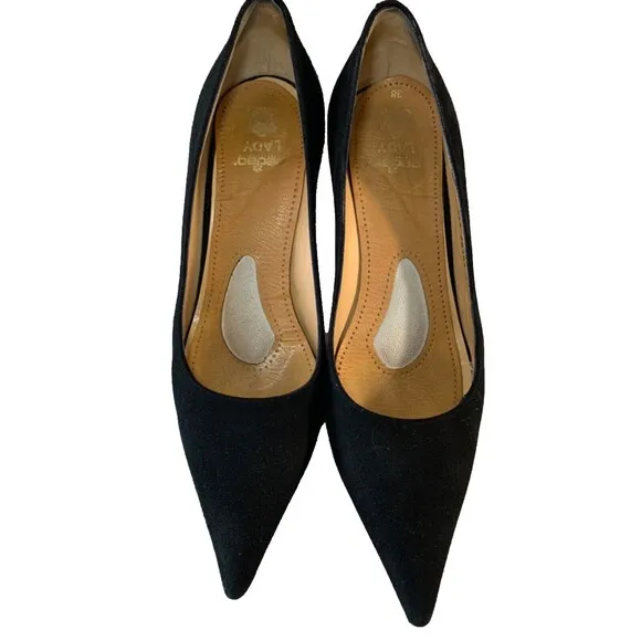 LUCIANO PADOVAN Shoes Made in Italy Black Suede Mid Heel Womens EU37.5/ US7.5