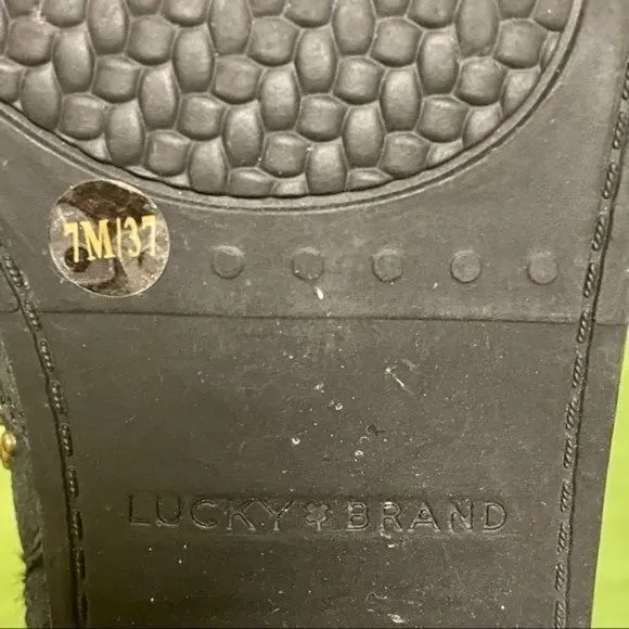 Lucky Brand studded drk grey suede bootie