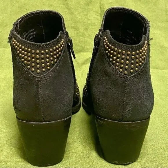 Lucky Brand studded drk grey suede bootie
