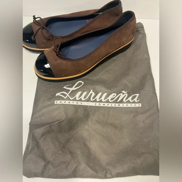 LURUENA Shoes Loafers Ballet Size 38 (7-7.5US) Brown Suede NEW