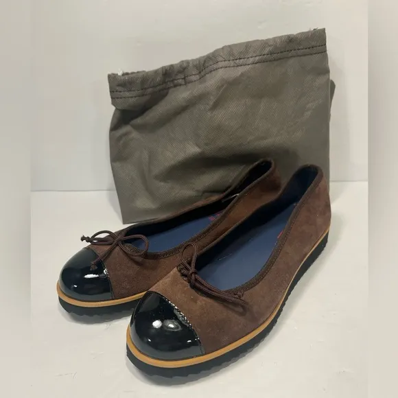 LURUENA Shoes Loafers Ballet Size 38 (7-7.5US) Brown Suede NEW