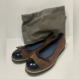 LURUENA Shoes Loafers Ballet Size 38 (7-7.5US) Brown Suede NEW
