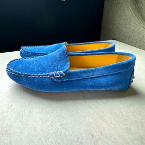 M. Gemi Felize Saddle Suede Loafer Driving Shoes, Cobalt Blue, EU 37.5 (US 7)