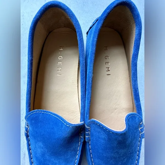 M. Gemi Felize Saddle Suede Loafer Driving Shoes, Cobalt Blue, EU 37.5 (US 7)
