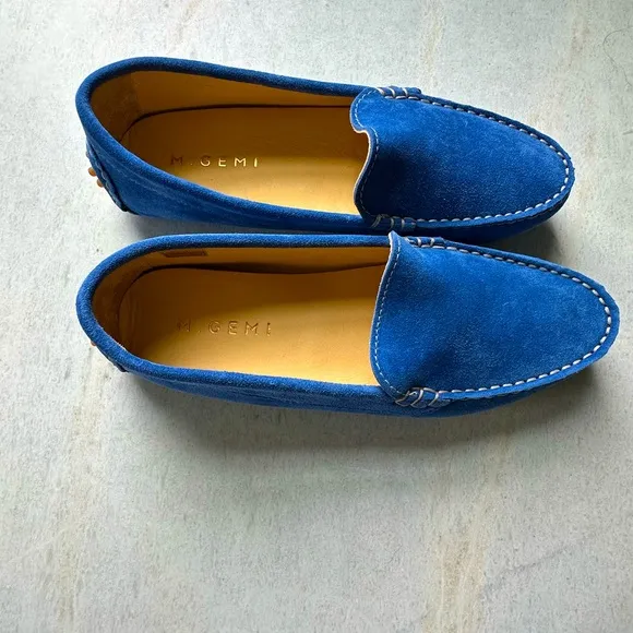 M. Gemi Felize Saddle Suede Loafer Driving Shoes, Cobalt Blue, EU 37.5 (US 7)