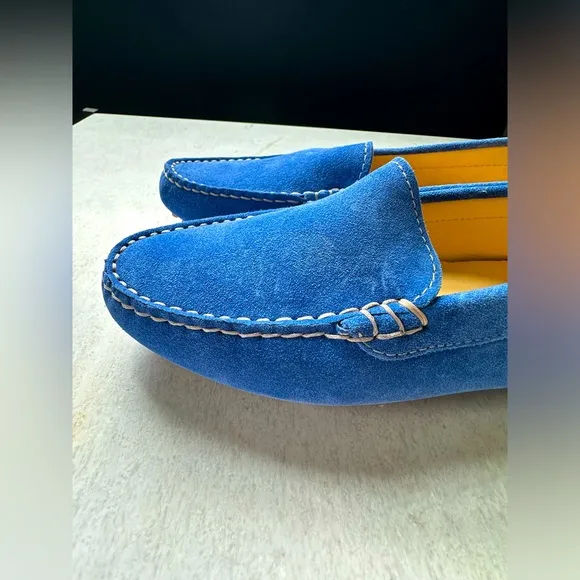 M. Gemi Felize Saddle Suede Loafer Driving Shoes, Cobalt Blue, EU 37.5 (US 7)