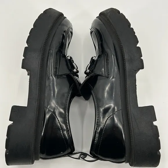 Madden Girl Ashlee‎ Chunky Lug Sole Platform Loafer Shoes Women's 10 Black