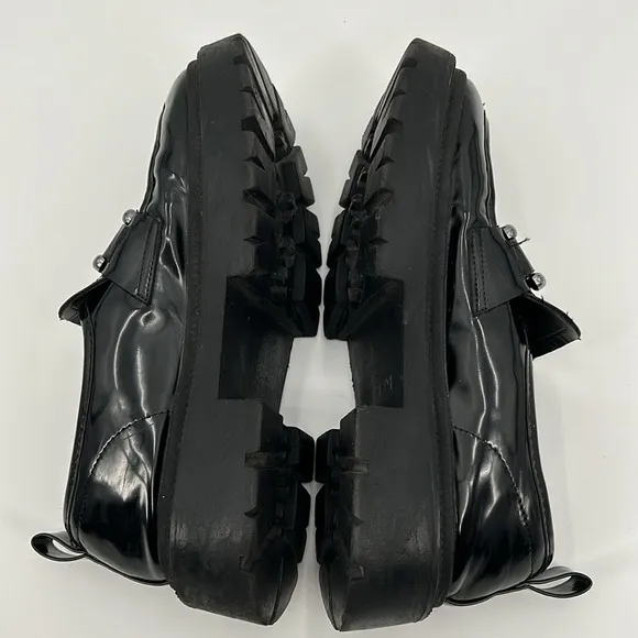 Madden Girl Ashlee‎ Chunky Lug Sole Platform Loafer Shoes Women's 10 Black