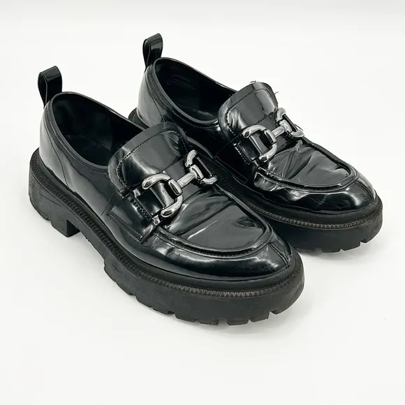 Madden Girl Ashlee‎ Chunky Lug Sole Platform Loafer Shoes Women's 10 Black
