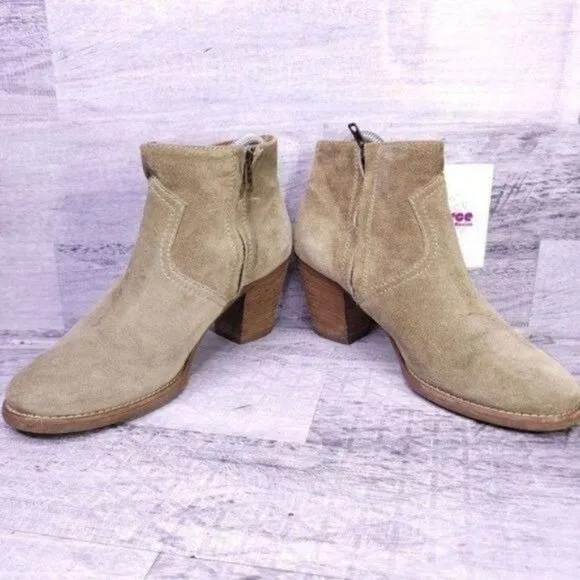 Madewell 1937 Suede Heeled Ankle Boot Tan Brown Women's sz 8
