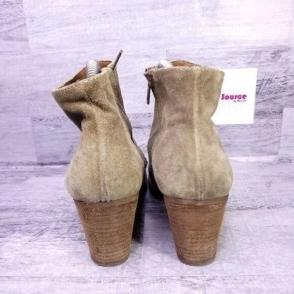 Madewell 1937 Suede Heeled Ankle Boot Tan Brown Women's sz 8