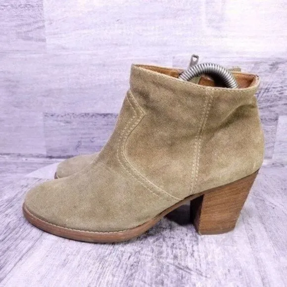 Madewell 1937 Suede Heeled Ankle Boot Tan Brown Women's sz 8
