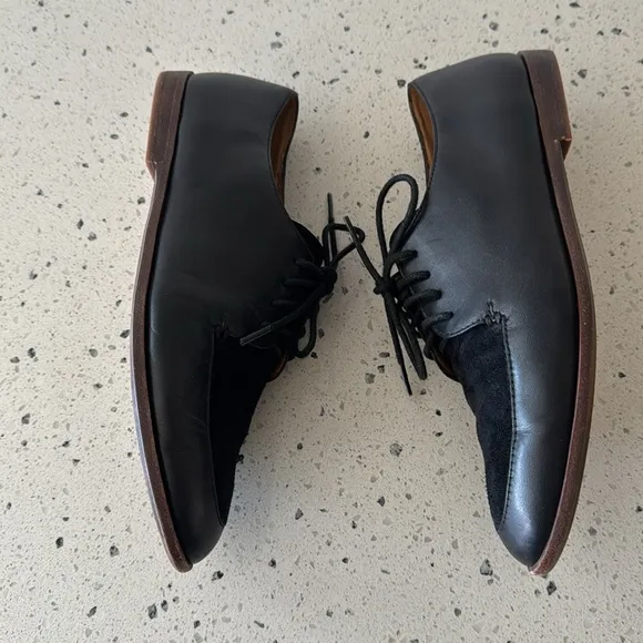 Madewell Alex Oxford Black Leather Suede Lace-up Shoes Classic Sleek Women’s 8