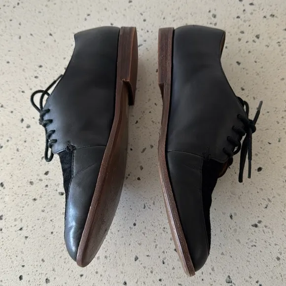 Madewell Alex Oxford Black Leather Suede Lace-up Shoes Classic Sleek Women’s 8