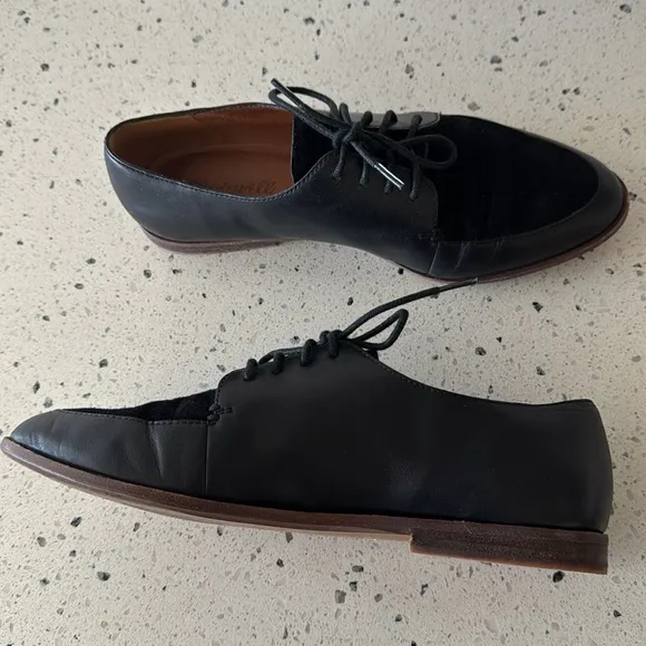 Madewell Alex Oxford Black Leather Suede Lace-up Shoes Classic Sleek Women’s 8