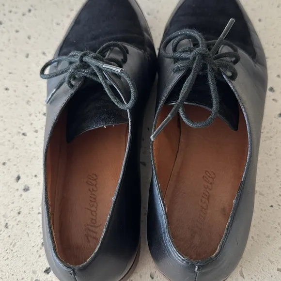 Madewell Alex Oxford Black Leather Suede Lace-up Shoes Classic Sleek Women’s 8