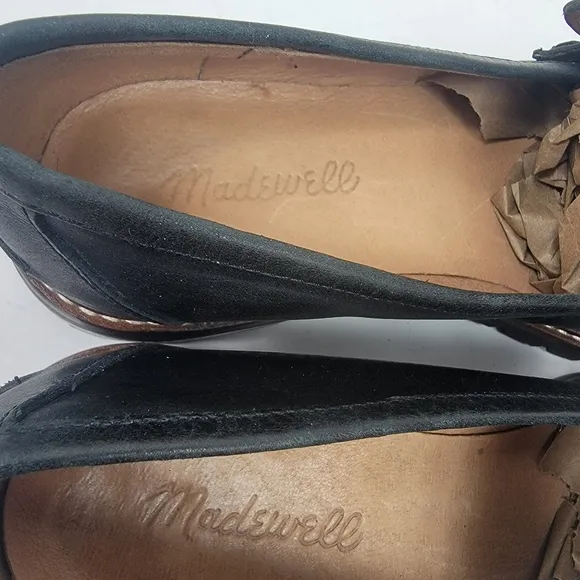 Madewell The Corinne Lugsole Loafer Black Leather Chunky Lug Sole Shoes Size 7