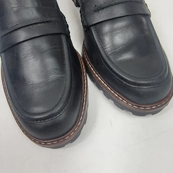 Madewell The Corinne Lugsole Loafer Black Leather Chunky Lug Sole Shoes Size 7