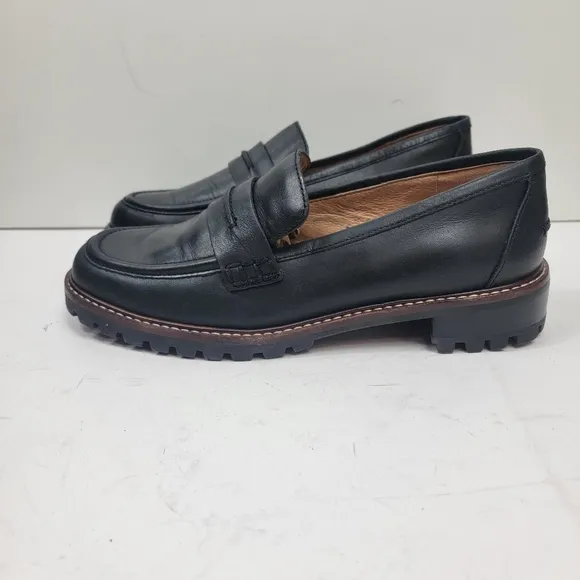 Madewell The Corinne Lugsole Loafer Black Leather Chunky Lug Sole Shoes Size 7