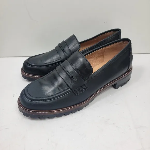 Madewell The Corinne Lugsole Loafer Black Leather Chunky Lug Sole Shoes Size 7