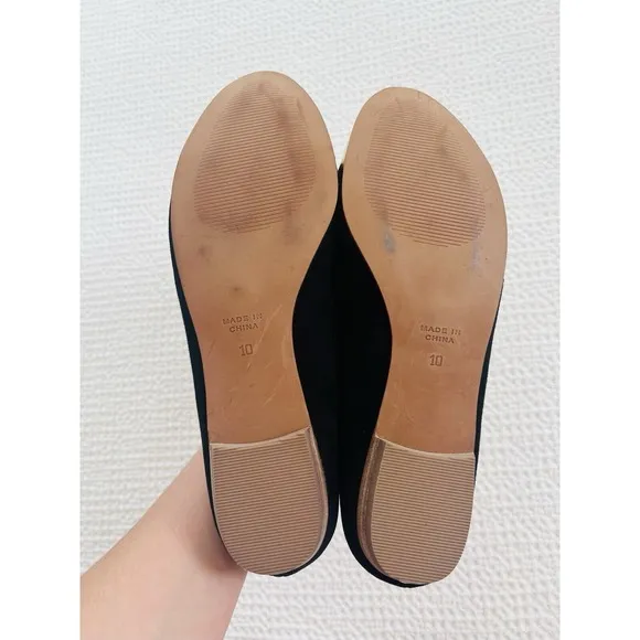 MADEWELL Womens Black Gold Cap-Toe Pointed Smoking Loafers Flats Shoes Size 10