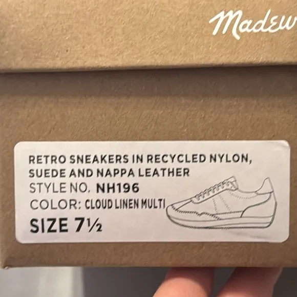 Madewell Womens Cream Sneakers size 7.5 New