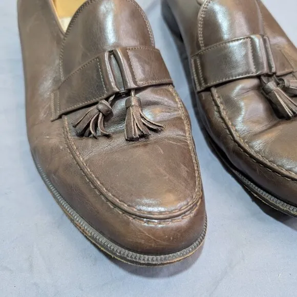 Madras Made in Italy Brown Leather Tassel Loafers Men Size 11