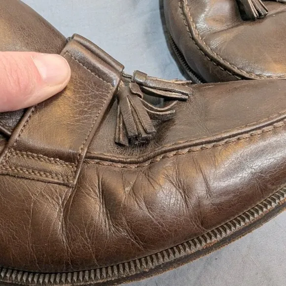 Madras Made in Italy Brown Leather Tassel Loafers Men Size 11