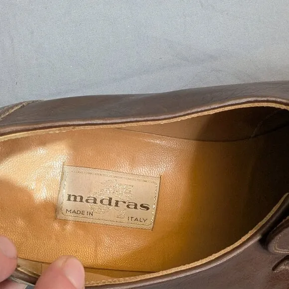Madras Made in Italy Brown Leather Tassel Loafers Men Size 11