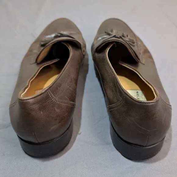 Madras Made in Italy Brown Leather Tassel Loafers Men Size 11
