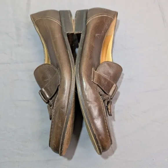 Madras Made in Italy Brown Leather Tassel Loafers Men Size 11
