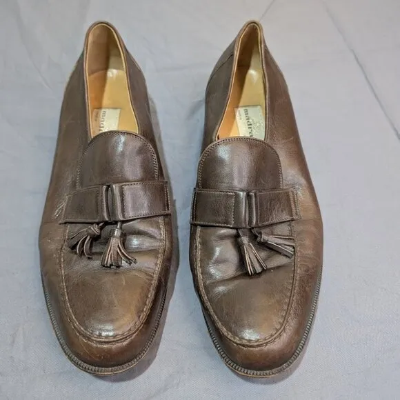 Madras Made in Italy Brown Leather Tassel Loafers Men Size 11