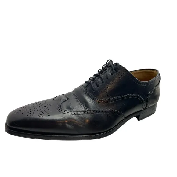 MAGNANNI Black Leather Wingtip Oxford Shoes Mens (10.5) Saks Fifth Avenue Spain