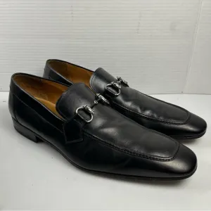Magnanni Horsebit Black Leather Slip On Dress Loafers Shoes Mens Size 16