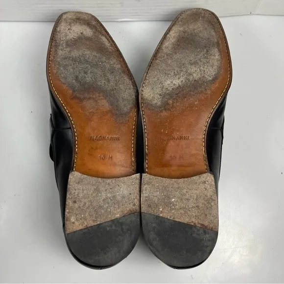 Magnanni Horsebit Black Leather Slip On Dress Loafers Shoes Mens Size 16