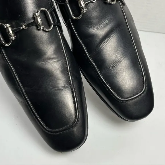 Magnanni Horsebit Black Leather Slip On Dress Loafers Shoes Mens Size 16